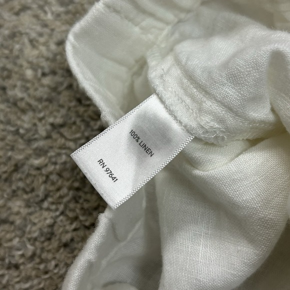 Pure J Jill Linen Pants Womens Medium White Crop Roll Up Boho Pull On - Picture 8 of 10